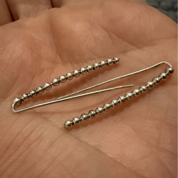 STERLING SILVER BALL DROP EARRINGS – MINIMALIST HOOK STYLE FOR WOMEN - Picture 16 of 17